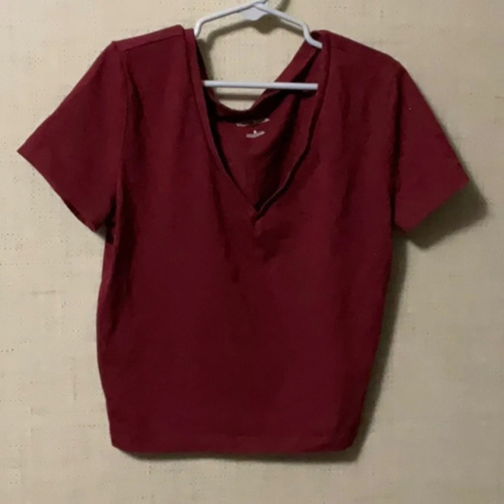 NWOT  Wild Fable Burgundy color crop top Size  S  Bust 30"  Length 17"  Vneck